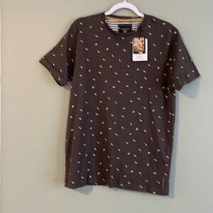 Denim & Flower NWT Men's M Brown W/White Seagulls Short Sleeve Shirt C-40 L-29